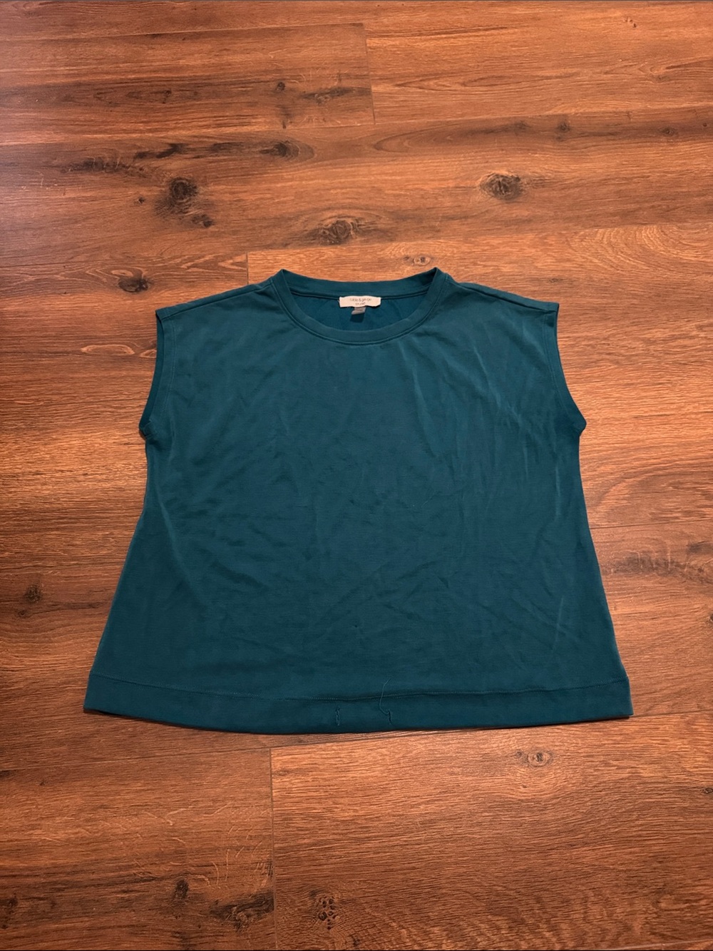 Cable & Gauge Studio Womens Teal Blue Sleeveless Crew Neck Knit Top Small